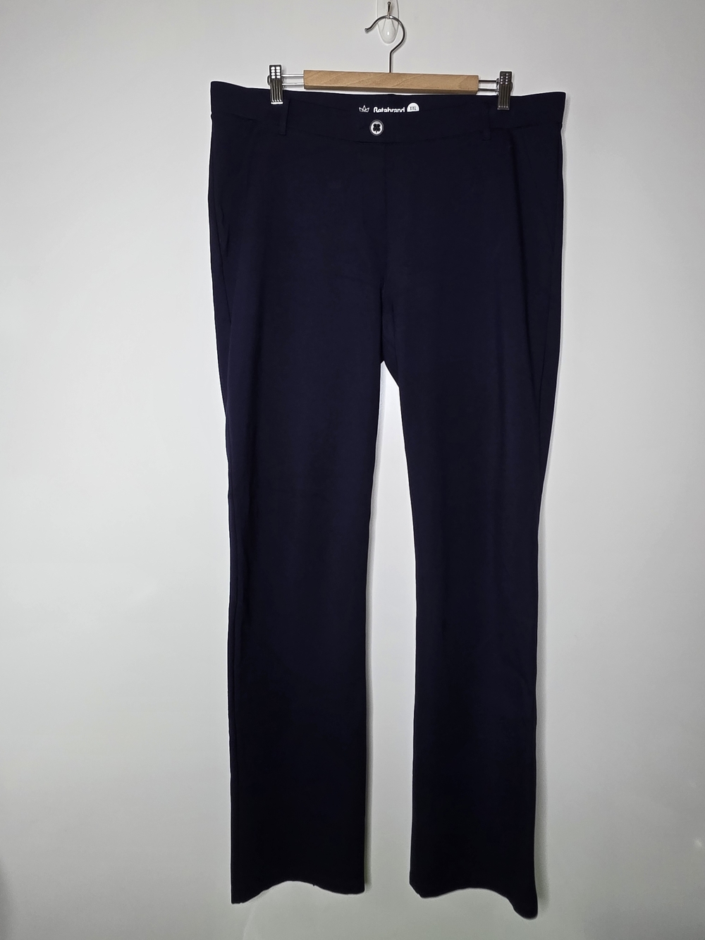 Betabrand Dark Blue Stretchy Yoga dress pants XXL Long **** Small tear leg hem